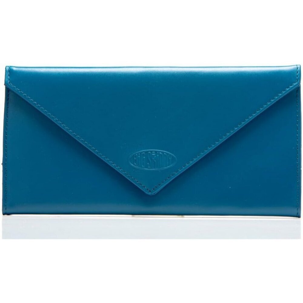 🆕Womens Ocean Blue Leather Tri-Fold Checkbook Slim Wallet, Holds Up to 40 Cards